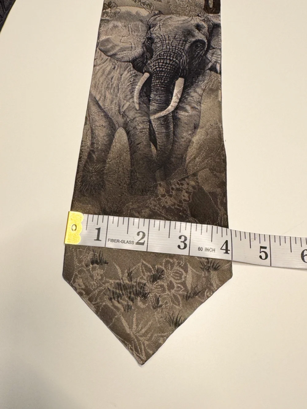 Wembley Endangered Species Elephants Necktie Vintage 100% Silk Tie Made in USA